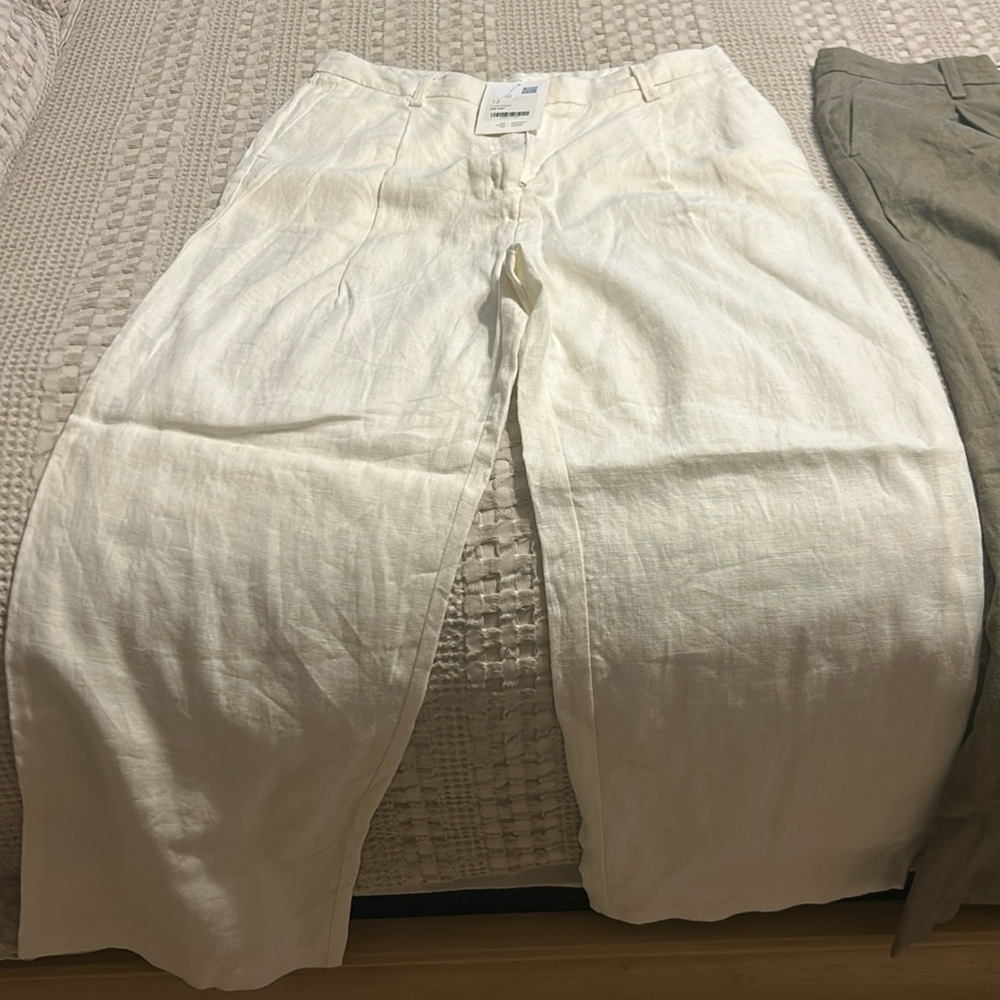 OAK + FORT Cream Wide-Leg Linen Pants